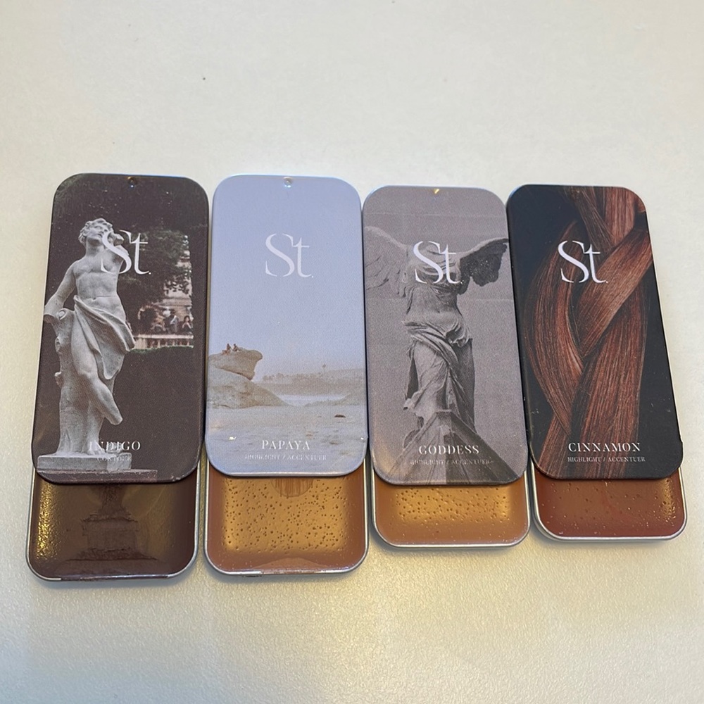 Seint Makeup papaya, goddess, cinnamon, and indigo never used
